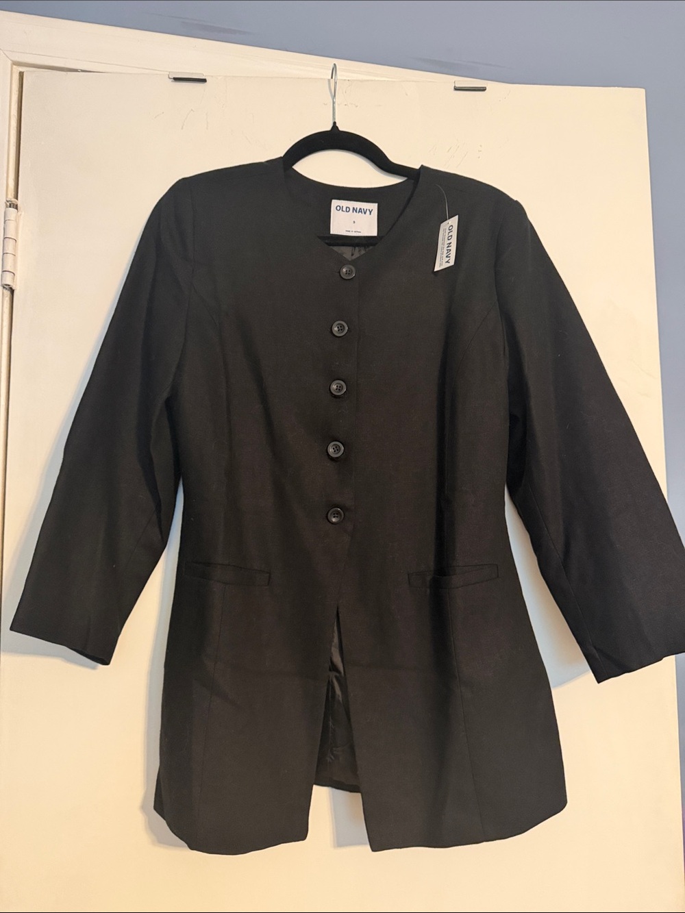 Old Navy Black Longline Button-Front Blazer